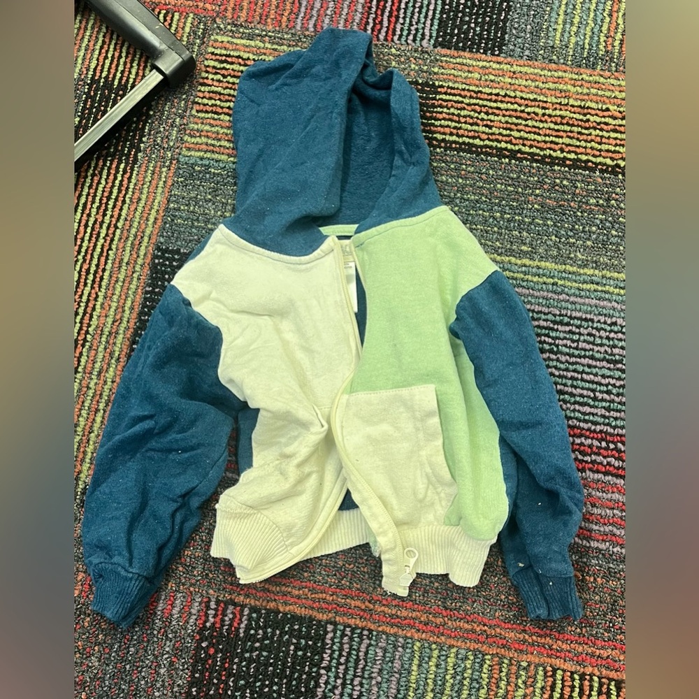 Kids Colorblock Hooded Jacket - Blue, Light Green, Cream